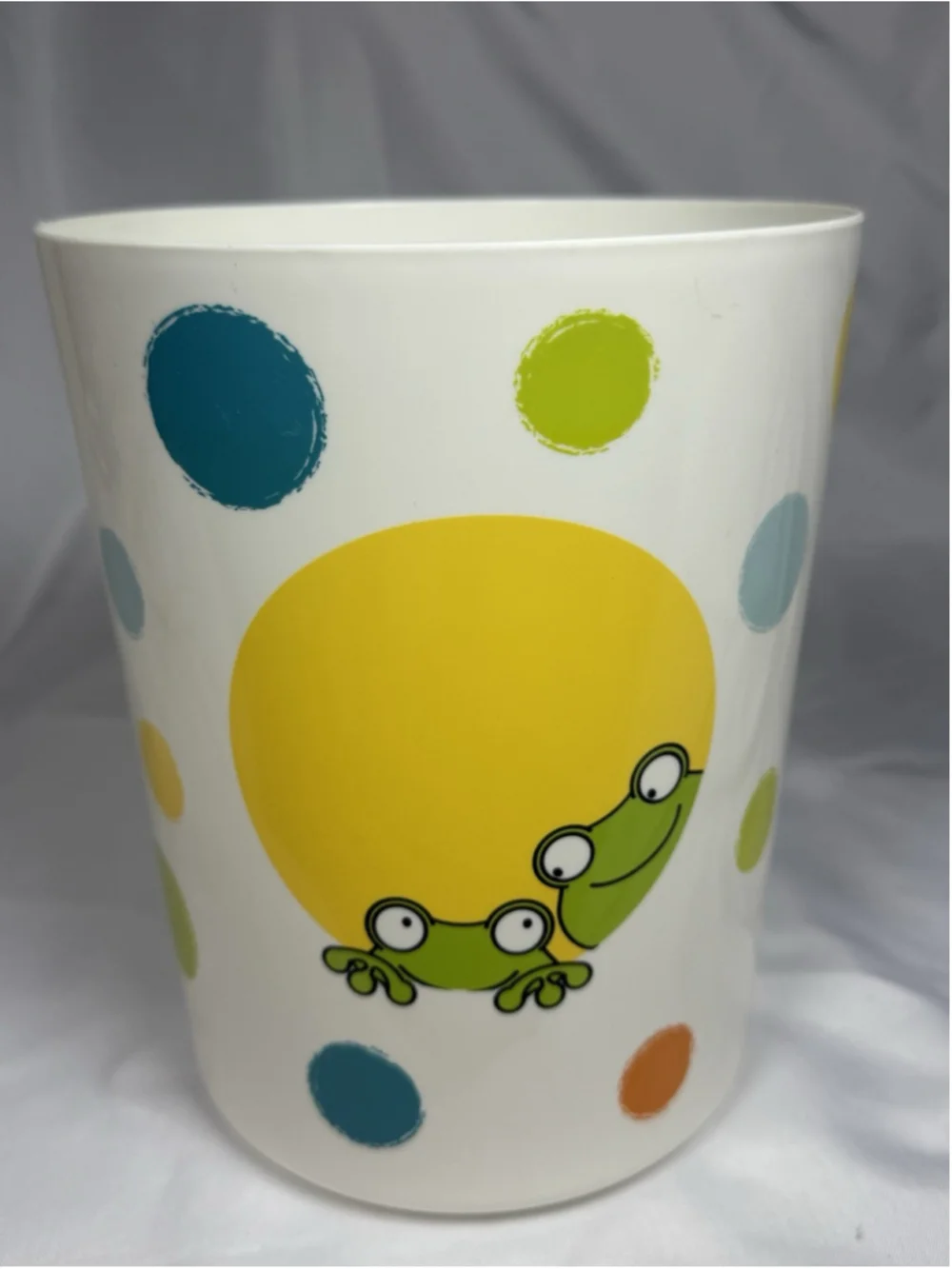 Bath in Style Frog Bathroom Wastebasket Trash Can Polka Dot Kids Bath Decor